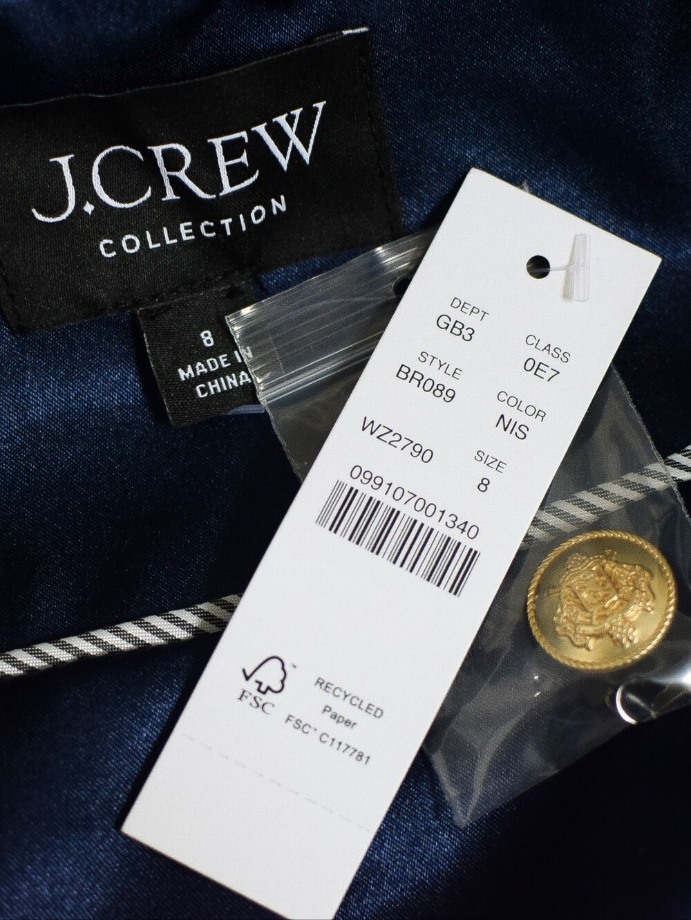 NWT J. Crew Collection Louisa Lady Jacket Sequin Blazer Striped Blue White Sz 8 - Picture 12 of 14